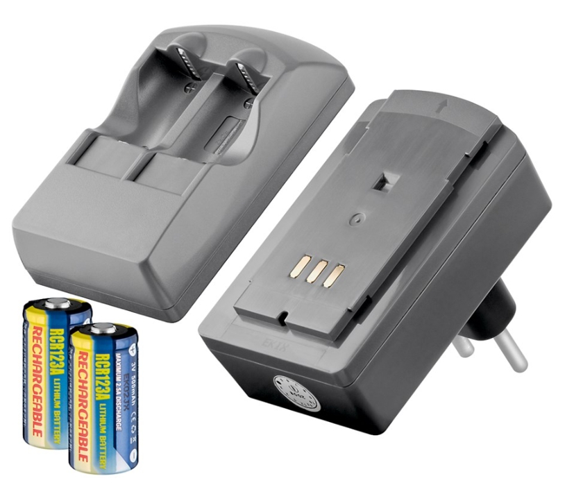 Ladegerät für Li-ION Akkus inkl 2x CR123A Akkus Fotobatterie-Ladegerät Ladegerät für Li-ION Akkus inkl 2x CR123A Akkus Fotobatterie-Ladegerät