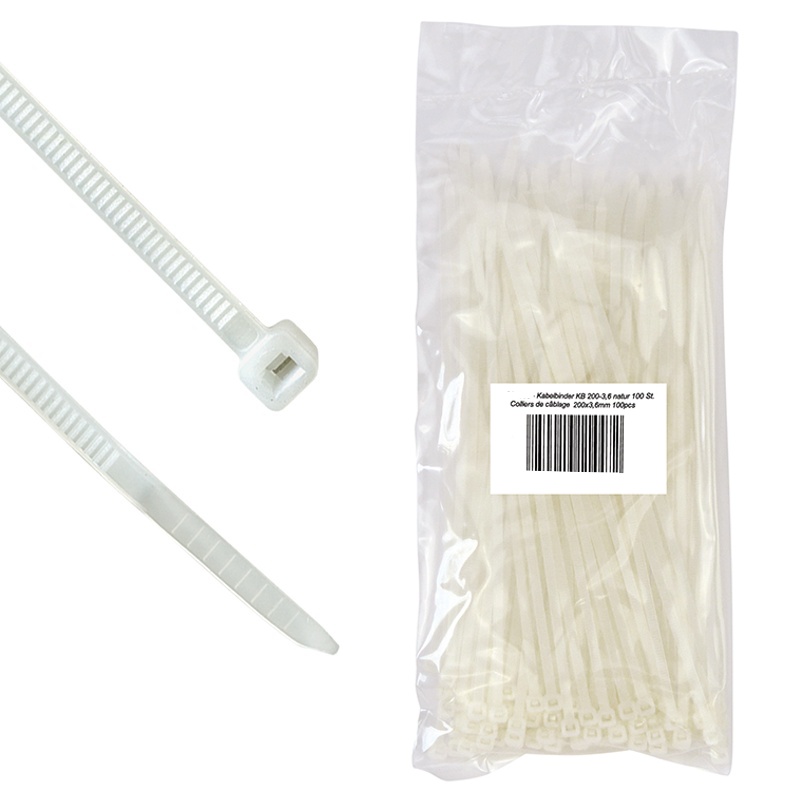 Kabelbinder_200mm_Natur_42-690-00730 Kabelbinder 200mm x 3,6mm Natur 100er Pack