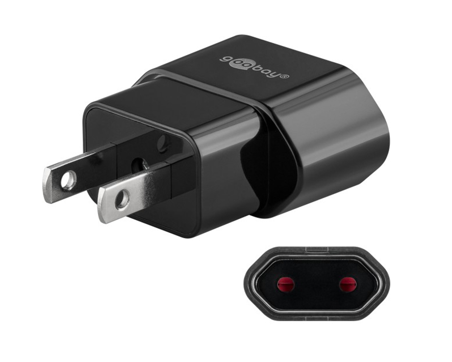 USA Adapter Reiseadapter flach 2pol USA auf Europa NEMA 1-15