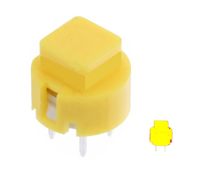 95-839-00029_Platinentaster_GELB_2020 Taster Platinentaster 1xEin NO RM5 Keyswitch eckig Gelb
