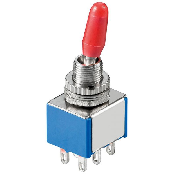 95-834-00011 Schalter Mini Kippschalter 2xUM Ein-Aus mit roter Kappe