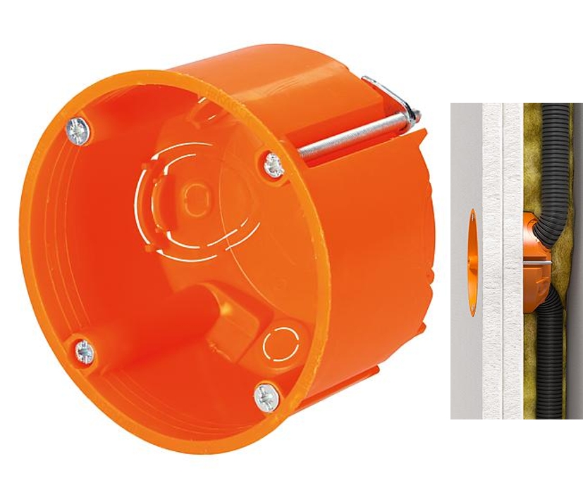 42-705-00400_Schalterdose_Orange_68mm Schalterdose 68mm Hohlwanddose Gerätedose Orange