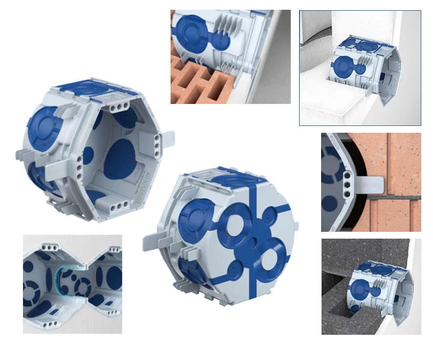 Schalterdose Luftdicht ECON FIX mit Schnellfixierung ohne Gibs Tiefe 45mm - 25er Pack