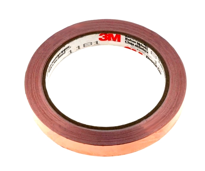 3M_Kupferfolie_1181_44-794-000370 Kupferfolie 9,5mm breit selbstklebend - L 16,5m - D 0,040mm - mit Leitkleber
