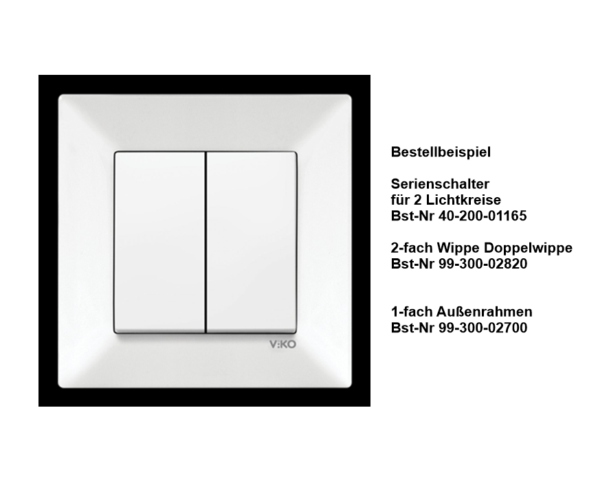2-fach Wippe Blende 50x50mm Reinweiss Meridian Serienwippe bzw VIKO Doppelwippe