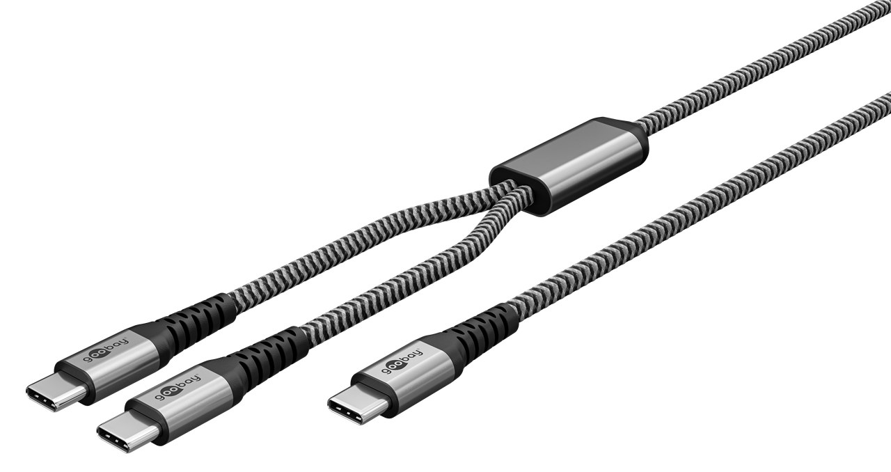 1,5m TWIN USB-C Kabel Anschlusskabel USB-C auf USB-C Metallstecker Textilummantelung bis 3A 60W 1,5m TWIN USB-C Kabel Anschlusskabel USB-C auf USB-C Metallstecker Textilummantelung bis 3A 60W