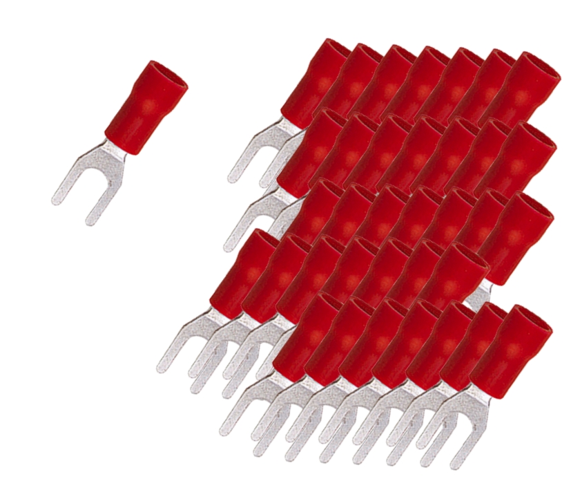 Kabelschuh_rot_45-821-00910 Kabelschuh Gabelschuh M4 U-Schuh Rot 100er-Pack