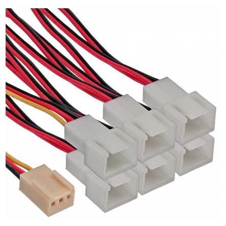 Lüfterkabel 3pol Buchse 6x 3pol Stecker Lüfter 6-fach Y-Adpter Lüfterkabel 3pol Buchse 6x 3pol Stecker Lüfter 6-fach Y-Adpter