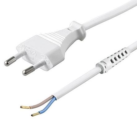 41-679-00165_Euronetzkabel_Weiss_B2020 1,5m Netzkabel Eurokabel Weiss mit Kabelenden und Aderendhülsen