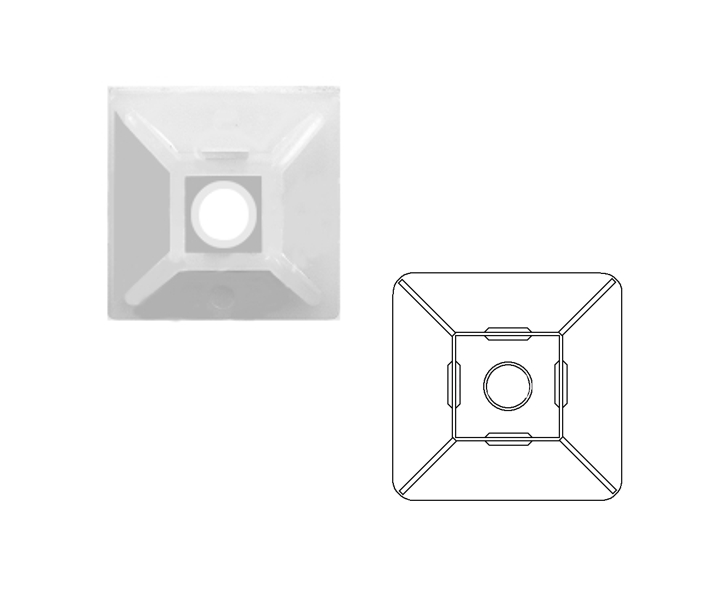 Klebepad_42-690-00510 Klebepad 28x28mm Befestigungssockel für Kabelbinder selbstklebend Nylon
