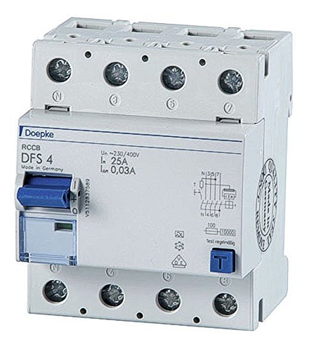31-888-02070-FI-Schalter-4x-25A 25A FI-Schutzschalter 30mA Fehlerstromschutzschalter 25A 4pol 30mA Typ-A