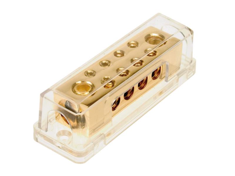 Masseverteiler-12V-Verteiler-24V-Verteiler-39-400-00017 Strom Verteiler 10-fach 2x50qmm 8x10qmm Masseverteiler vergoldet