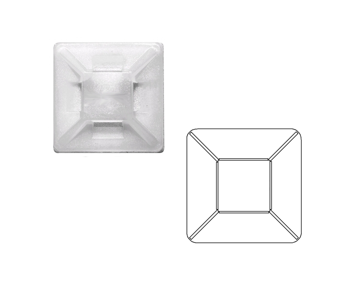 Klebepad_42-690-00550 Klebepad 19x19mm Befestigungssockel für Kabelbinder selbstklebend Nylon