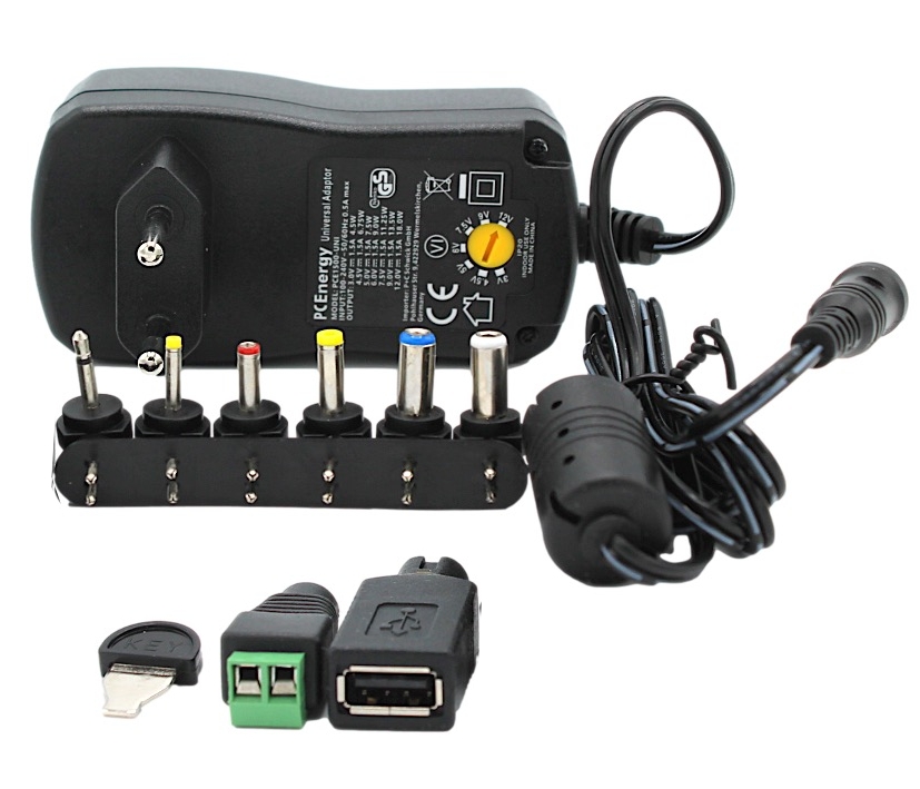 12W_Netzteil_3-12V_1A_PCE_93-815-05610 Netzteil 3V 4,5V 5V 6V 7,5V 9V 12V 1A 12W stabilisiert PCE-Serie