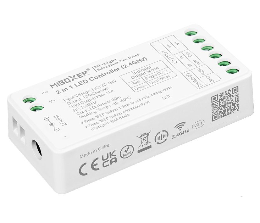 Monochromer LED-Kontroller 12A 2-Kanal 2x6A 12V-24V MiBoxer mit Funkempfänger