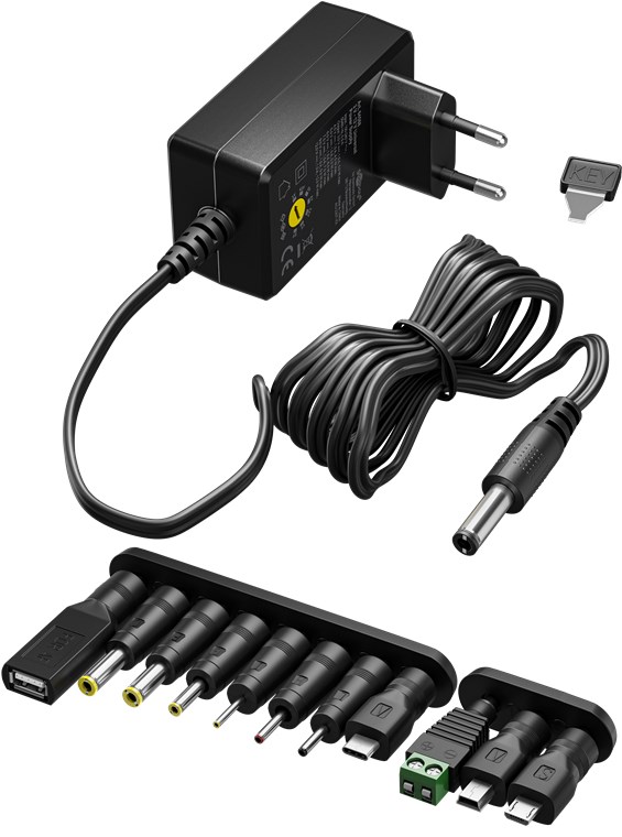 Netzteil 3V 4,5V 5V 6V 7,5V 9V 12V max 2,25A 27W mit 11 Adapter samt USB-C Ladegerät Netzteil 3V 4,5V 5V 6V 7,5V 9V 12V max 2,25A 27W mit 11 Adapter samt USB-C Ladegerät