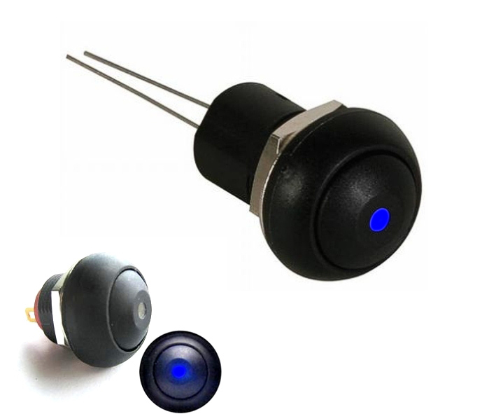 Taster-mit-LED-95-839-01230 Taster mit LED 1xEIN Schliesser Kopf 17,5mm LED Blau