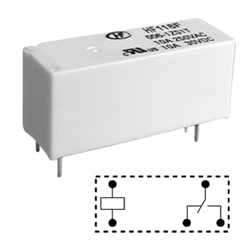 24V Relais 12-24Vdc Spule 1xUM Wechslerkontakt SPDT bis 10A 250Vac RM7,62mm 18,9mm 3,2mm
